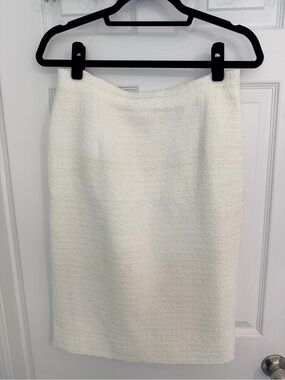 Alessandra Rich White Bouclé Pencil Skirt
